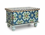 Mango Wood Painted Blanket Storage Chest In Indian Boho Painting