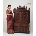 Sheesham Wood Carved Hindu Mandir With LED
