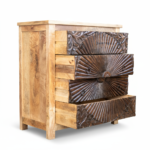 Mango Wood 4 Drawer Bedside Chest Table For Storage - Image 4