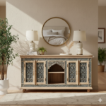 Mango Wood Four Door Sideboard With Charcoal Finish - Image 5