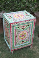Mango Wood Hand-Painted Bedside Table For Living Room - Image 7
