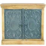 Carved Oasis Hand Carved Mango Wood 2 Doors Storage Cabinet - Image 9