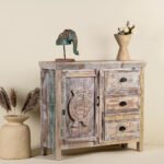Handcrafted Cupboard Turtle Design Reclaimed Wood 110cm - Image 4