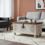 Mango Wood Hand-Craved Blanket Chest With White Finish - Image 3