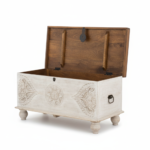 Mango Wood Hand-Craved Blanket Chest With White Finish - Image 4