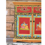Mango Wood Bedside Cabinet, Solid Wood Ethnic Indian Painted Nightstand - Image 4
