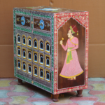 Mango Wood Pooja Cabinet, Pooja Room Decor Solid Wood Storage Cabinet, - Image 4