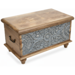 Mango Wood Distress Grey Trunk Coffee Table - Image 7