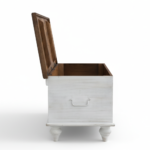 Mango Wood Hand-Carved Blanket Chest With White Finish - Image 9