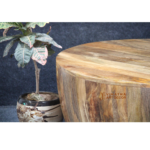 Wooden Round Drum Coffee Table, Handcrafted Solid Wood Centerpiece Drum Coffee Table - Image 5