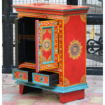 Mango Wood Indian Boho Nightstand Table, Ethic Chic Handicraft Solid Wood Bedside Cabinet - Image 3