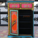 Painted Mango Wood Bedside Table: Boho Farmhouse Cabinet - Image 3