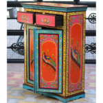 Painted Mango Wood Bedside Table: Boho Farmhouse Cabinet - Image 2