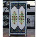 Mango Wood Floral Painted Tall Cabinet, Boho Indian Chic Solid Wood One Shelf Almirah - Image 5
