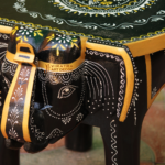 Wooden Elephant Stool, Living Room Decor Indian Boho Painted Side Stool - Image 4