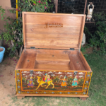 Handicraft Dola-Maru Painted Trunk Box, Wooden Storage Box, Home Living Blanket Box - Image 6