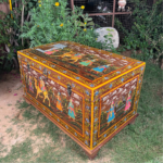 Handicraft Dola-Maru Painted Trunk Box, Wooden Storage Box, Home Living Blanket Box - Image 5