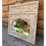 Wooden Carved Mirror Wall Decor, Distressed Bedroom Mirror - Image 5