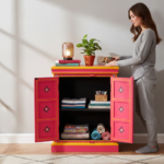 Hand-Painted Mango Wood Sideboard Cabinet For Storage - Image 19