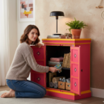 Hand-Painted Mango Wood Sideboard Cabinet For Storage - Image 15