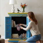 Hand-Painted Mango Wood Sideboard Cabinet For Storage - Image 16