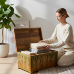 Mango Wood Hand-Painted Storage Trunk Chest For Living Room Decor - Image 5