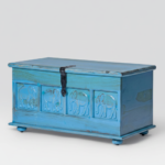 Mango Wood Hand-Carved Storage Trunk Chest For Living Room Decor - Image 7