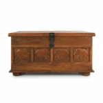 Mango Wood Hand-Carved Blanket Storage Chest For Living Area - Image 6