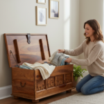 Mango Wood Hand-Carved Blanket Storage Chest For Living Area - Image 4