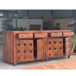 Mango Wood Accent Cabinet: Hand-Carved Indian Sideboard with Brass Bells - Image 7