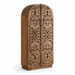 Mango Wood Hand-Carved Bookshelf With Natural Finish - Image 7