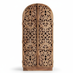 Mango Wood Hand-Carved Bookshelf With Natural Finish - Image 6