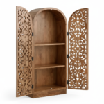 Mango Wood Hand-Carved Bookshelf With Natural Finish - Image 8