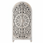 Mango Wood Hand-Carved Bookshelf With White Finish - Image 5
