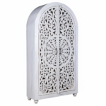 Mango Wood Hand-Carved Bookshelf With White Finish - Image 6