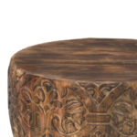 Round Carved Coffee Table.Solid Mango Wood Furniture - Image 2