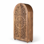 Mango Wood Hand-Carved Bookshelf With Natural Finish - Image 6