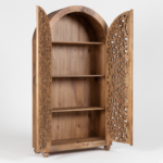 Mango Wood Hand-Carved Bookshelf With Natural Finish - Image 8