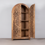 Mango Wood Hand-Carved Bookshelf With Natural Finish - Image 7