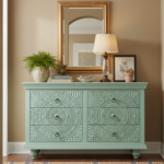 Mango Wood 6 Drawer Cabinet With Saga Green Finish