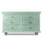 Mango Wood 6 Drawer Cabinet With Saga Green Finish - Image 5