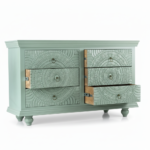 Mango Wood 6 Drawer Cabinet With Saga Green Finish - Image 6
