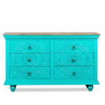 Mango Wood Drawer Cabinet With Blue Finish - Image 6