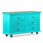 Mango Wood Drawer Cabinet With Blue Finish - Image 5