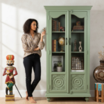Mango Wood Tall Display Cabinet For Storage