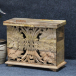 Carved Trunk Box, Indian Accent Trunk Coffee Table, Blanket Storage Trunk Box, - Image 4