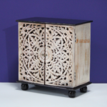 Bedside Cabinet, Living Area Decor Solid Wood Low Storage Cabinet, - Image 5