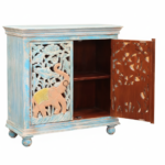Hand-Carved Mango Wood Distress Sideboard Cabinet For Storage - Image 10