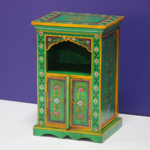 Floral Cottage core Nightstand Table, Living Room Decor Solid Wood Storage Side Table,