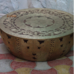 Handcrafted Mango Wood Coffee Table with Brass Inlay - Boho Decor - Image 5